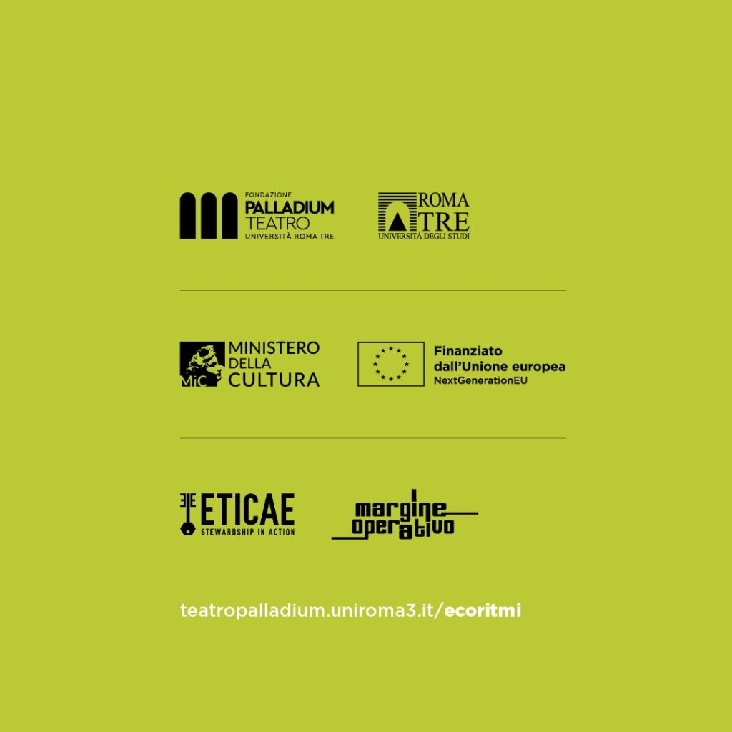 Rete Ecoritmi, costituita da Fondazione Roma Tre Teatro Palladium, cooperativa Eticae-Stewardship in action e Margine Operativo - PNRR MIC - cultura sostenibile